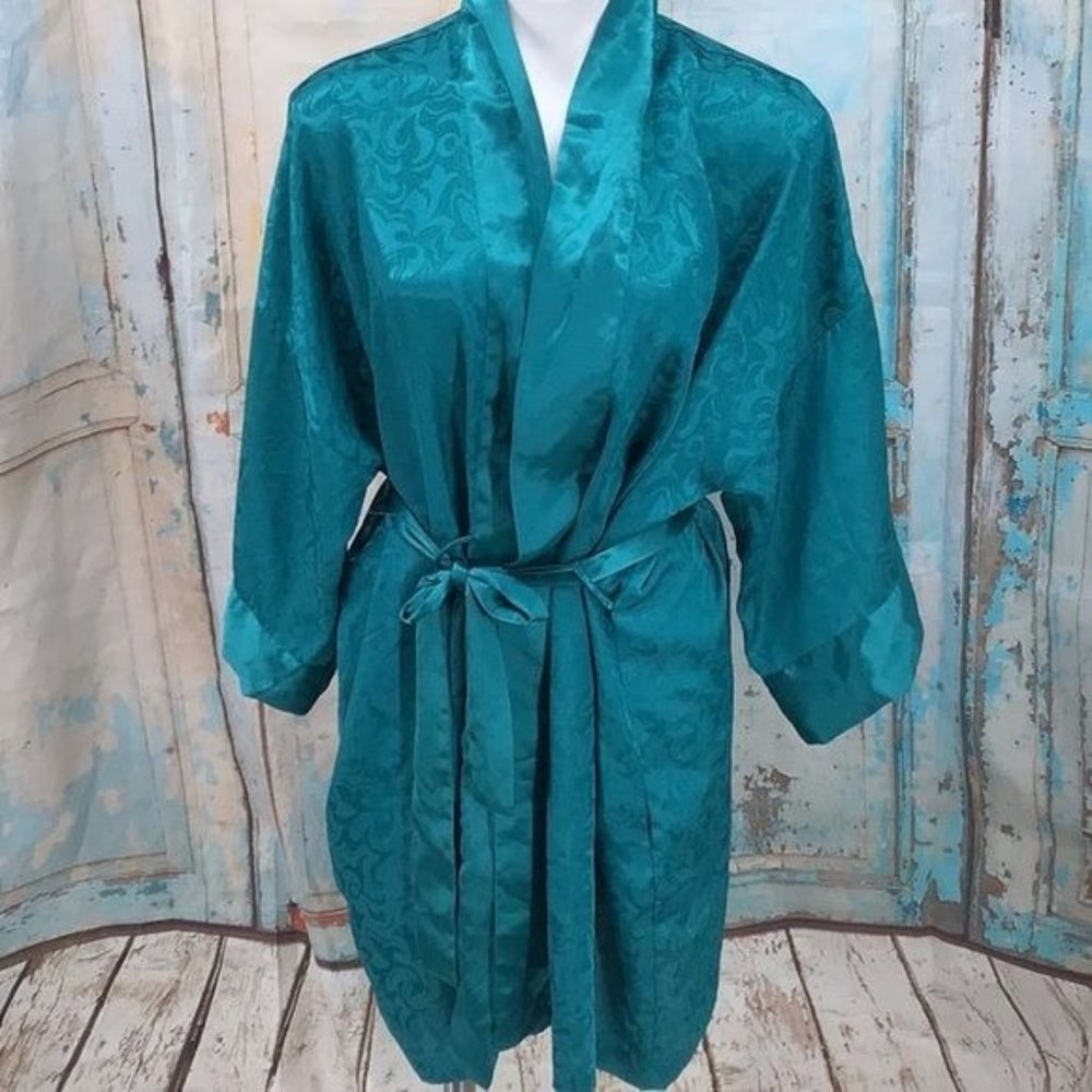 Victoria Secret Womans Gold Label Teal Robe OS Vintage